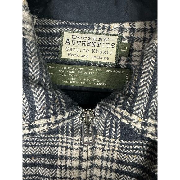 Men’s Dockers Authentic Zip Up Plaid Pockets Wool Collared Jacket Size Large - Picture 3 of 7